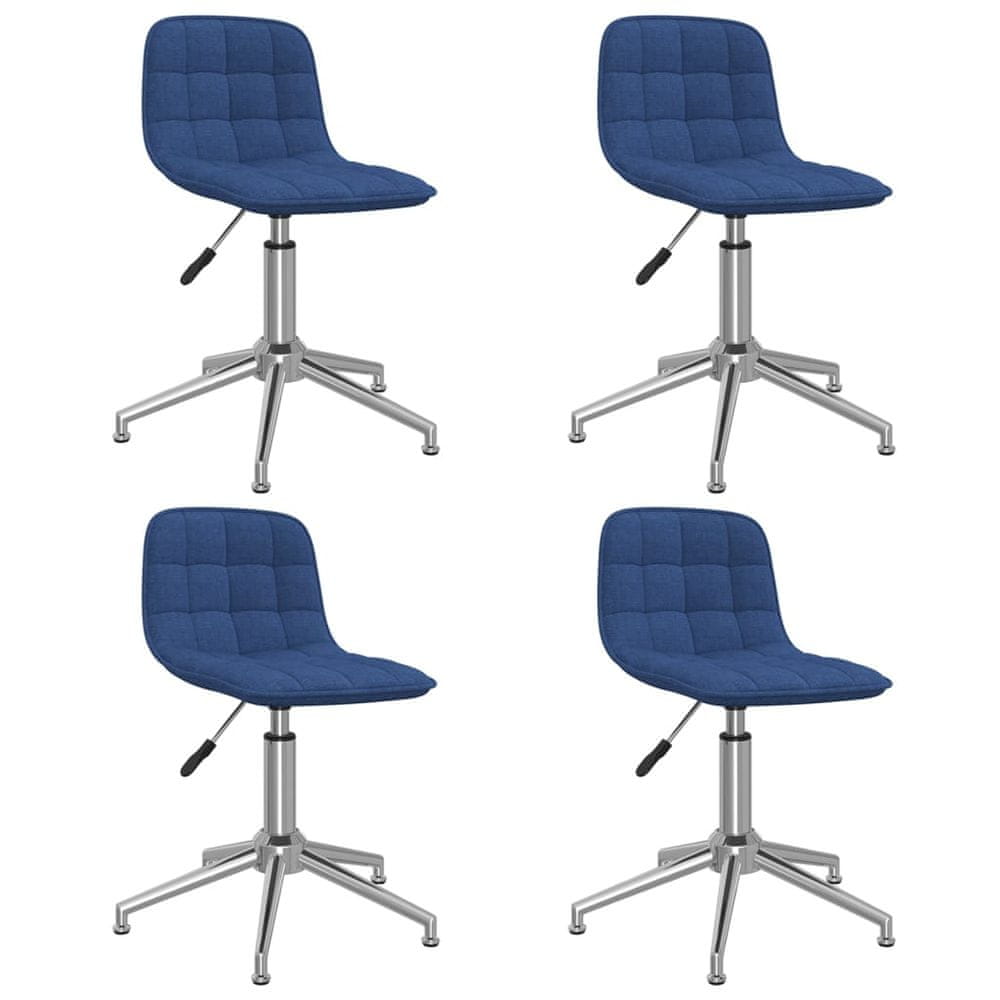 Vidaxl Otočné stoličky, 4 ks, modré, čalúnené látkou
